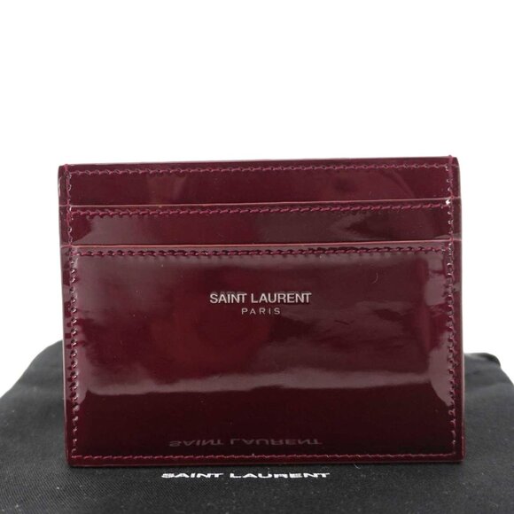 Yves Saint Laurent  Cassandra Leather Card Holder Burgundy - Picture 2 of 12
